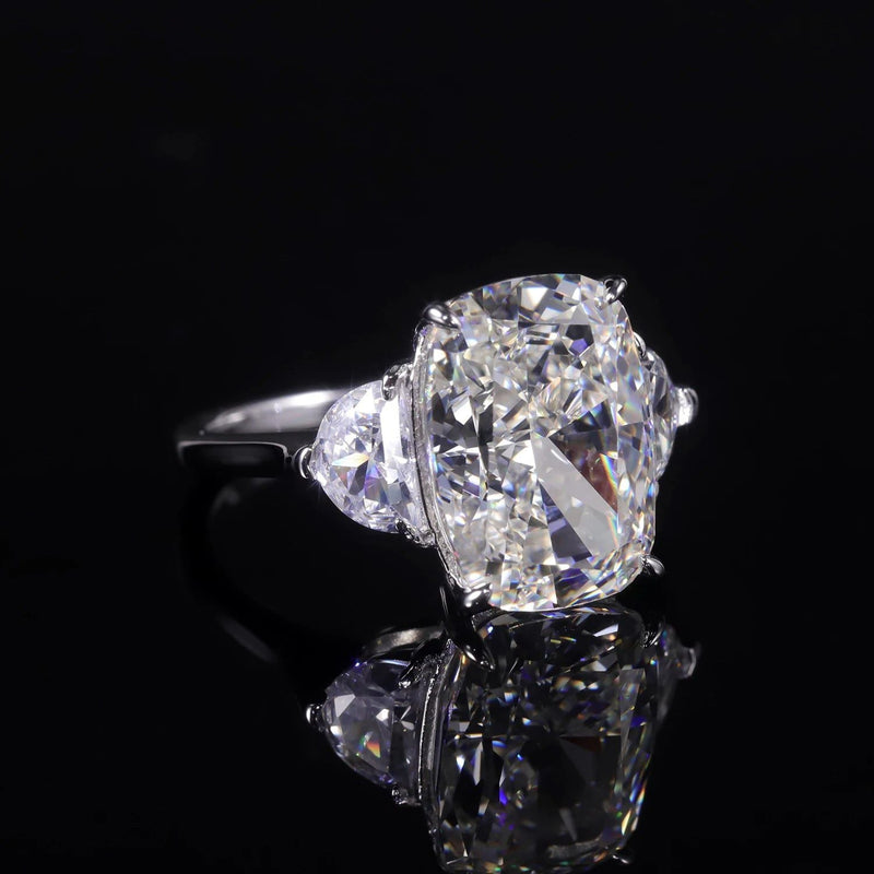 Diamond-Fire CZ Fancy Light Yellow Three Stone Ring 925 Sterling Silver