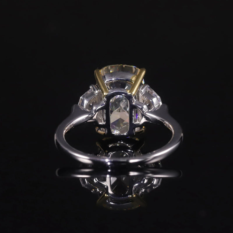 Diamond-Fire CZ Fancy Light Yellow Three Stone Ring 925 Sterling Silver