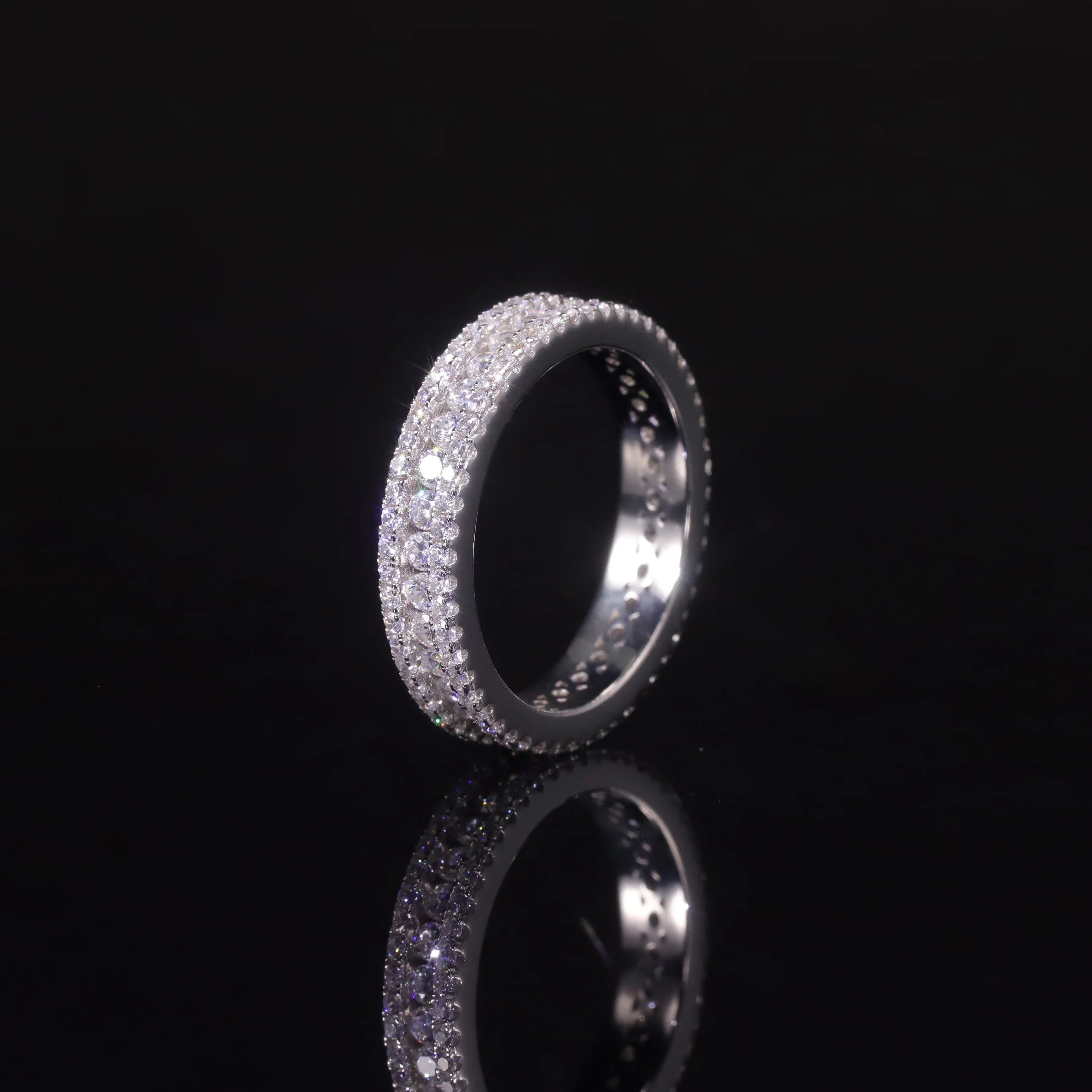 Diamond-Fire CZ White Miligrain Ring 925 Sterling Silver