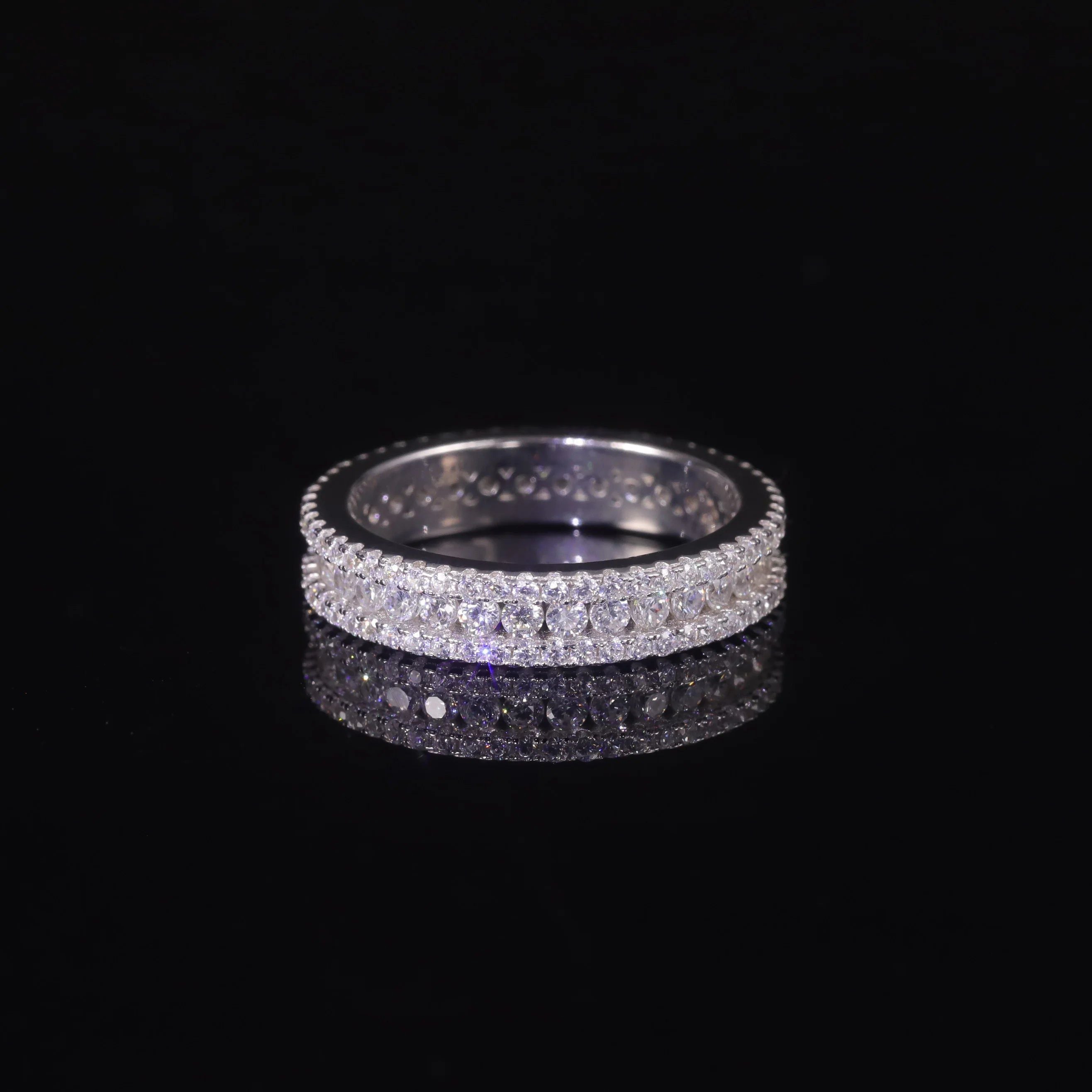 Diamond-Fire CZ White Miligrain Ring 925 Sterling Silver