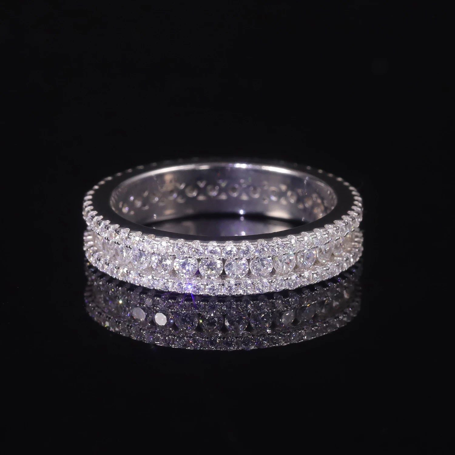 Diamond-Fire CZ White Miligrain Ring 925 Sterling Silver