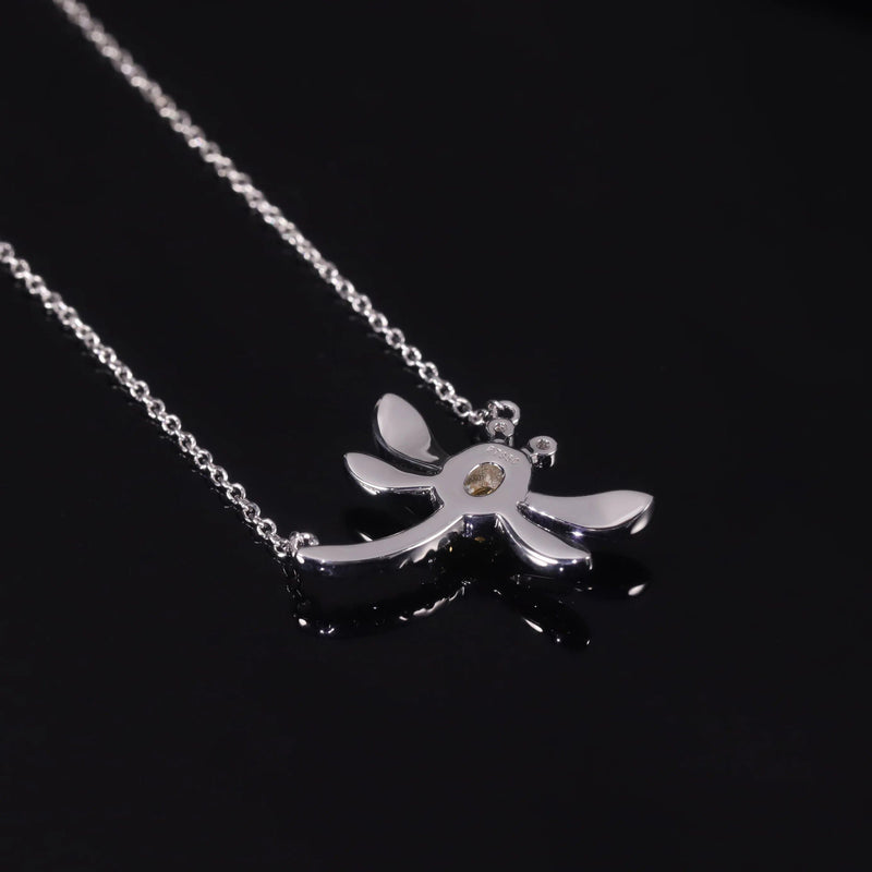 Diamond-fire CZ Fancy Light Yellow Dragonfly Necklace For Her