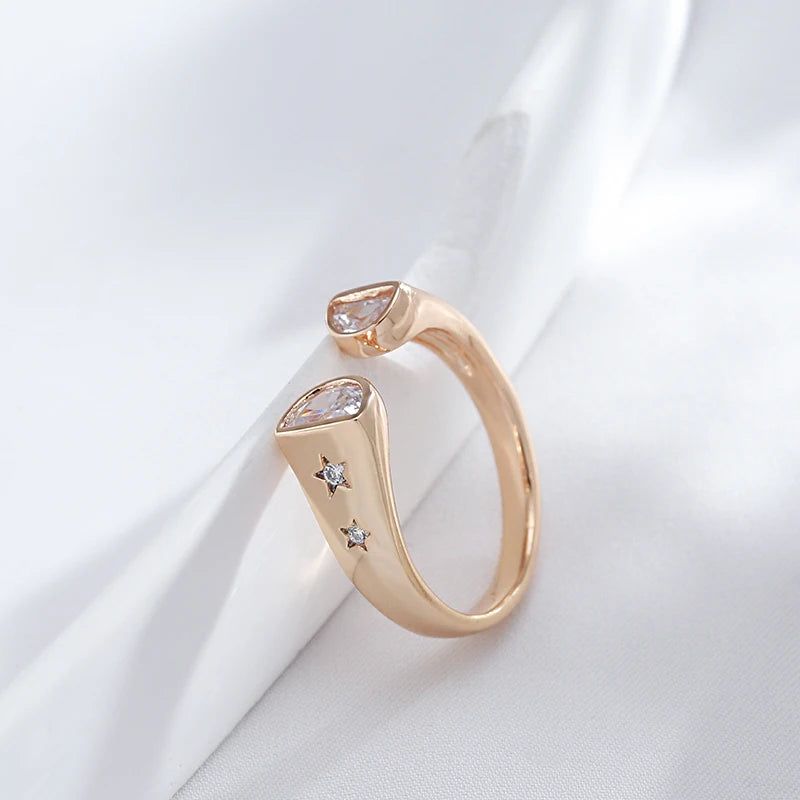 Dignified 585 Rose Gold Open Rings with Unique Natural Zircon - Premium Quality Fashion Jewelry