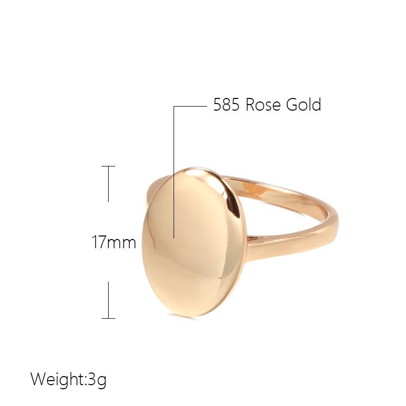 Dignified 585 Rose Gold Oval Lucky Ring - High-Quality Glossy Vintage Jewelry