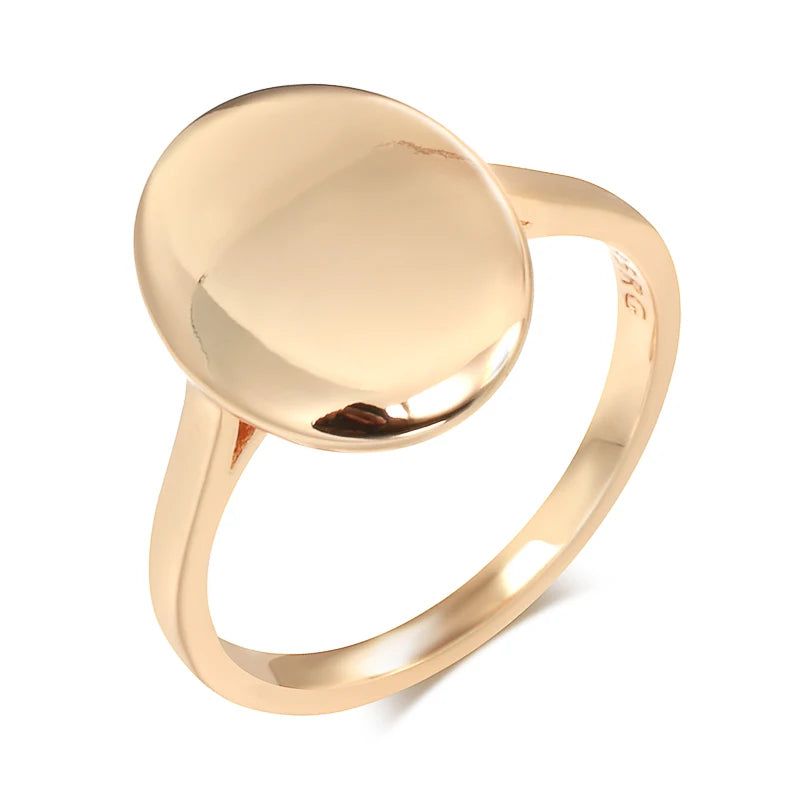 Dignified 585 Rose Gold Oval Lucky Ring - High-Quality Glossy Vintage Jewelry