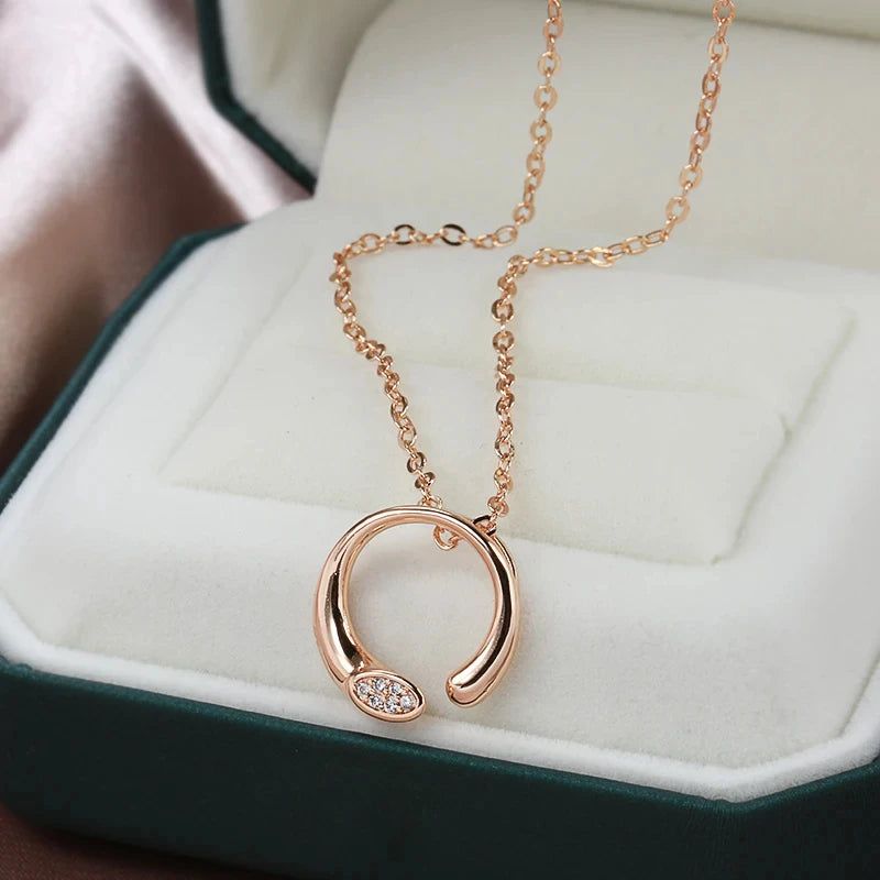 Dignified 585 Rose Gold Pendant Necklace with Natural Zircon - Unique Fashion Jewelry