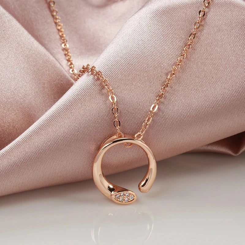 Dignified 585 Rose Gold Pendant Necklace with Natural Zircon - Unique Fashion Jewelry