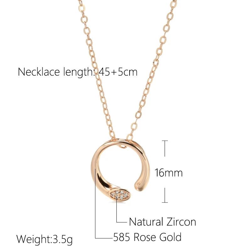 Dignified 585 Rose Gold Pendant Necklace with Natural Zircon - Unique Fashion Jewelry