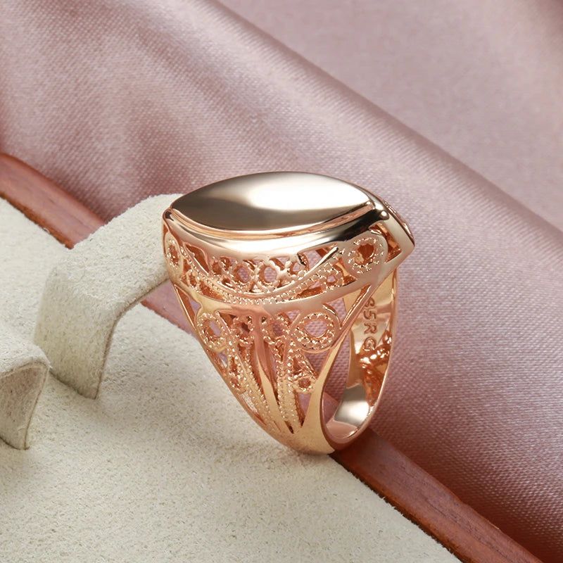 Dignified 585 Rose Gold Rhombus Flower Ring with Zircon Accents for Holiday Celebrations