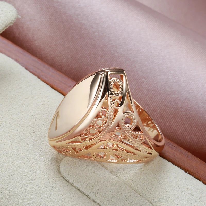 Dignified 585 Rose Gold Rhombus Flower Ring with Zircon Accents for Holiday Celebrations