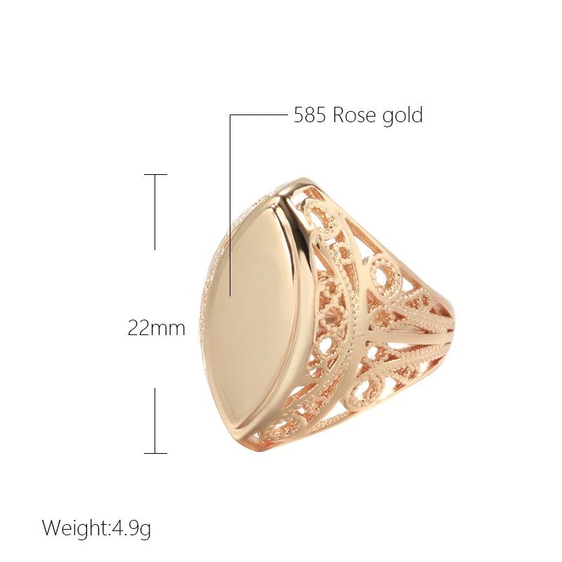 Dignified 585 Rose Gold Rhombus Flower Ring with Zircon Accents for Holiday Celebrations