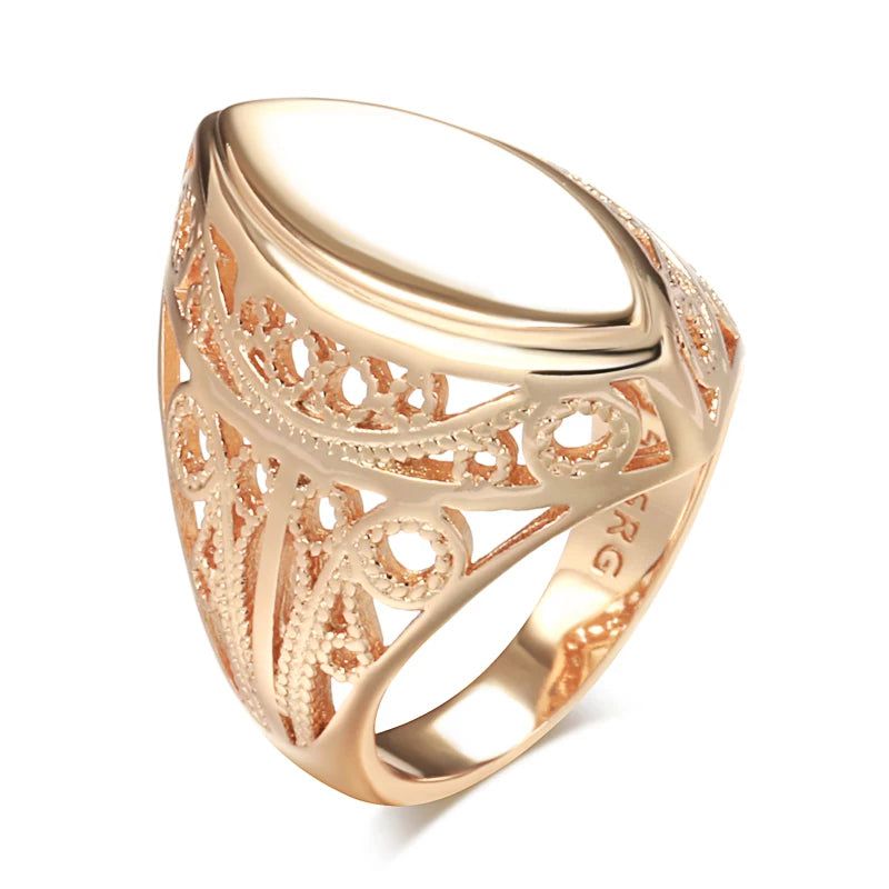 Dignified 585 Rose Gold Rhombus Flower Ring with Zircon Accents for Holiday Celebrations