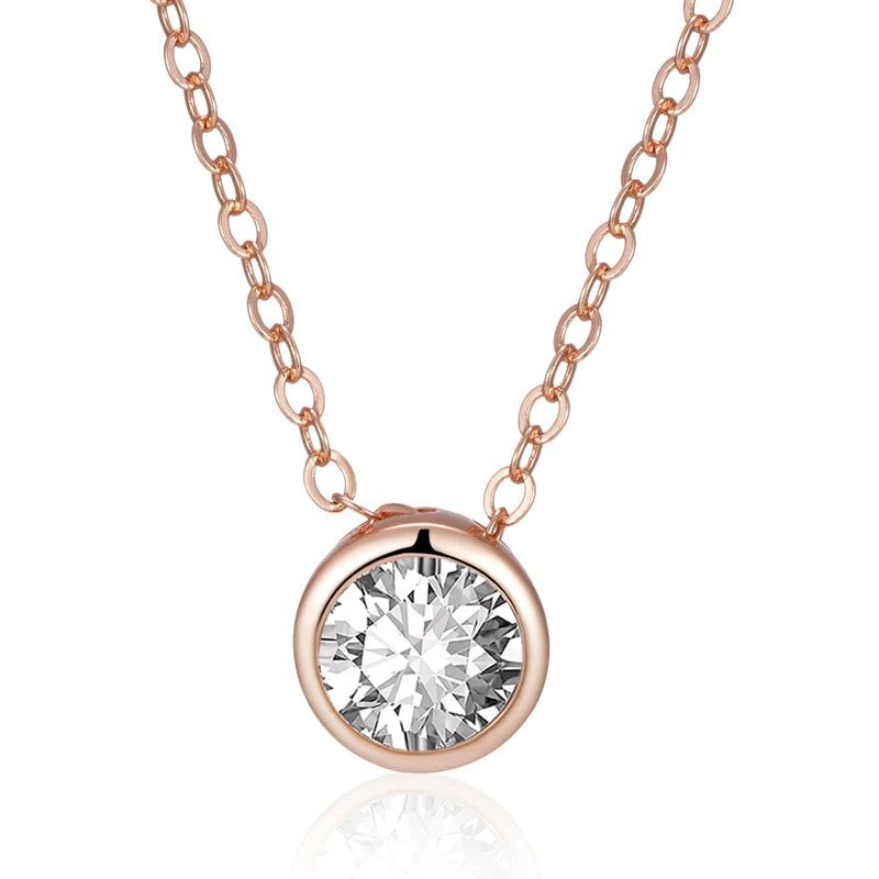 Dignified 585 Rose Gold Round Natural Zircon Pendant Necklace with Vintage Charm