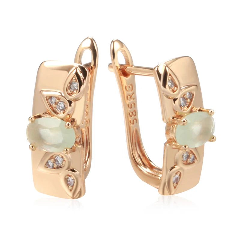 Dignified 585 Rose Gold Symmetrical Pattern Drop Earrings with Blue Natural Zircon – Vintage-Inspired Jewelry