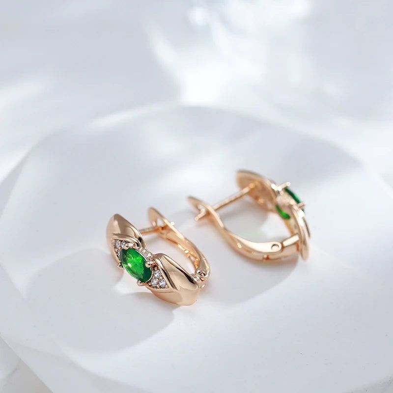 Dignified Shiny Green Zircon Drop Earrings in Rose Gold - Vintage Trendy Jewelry