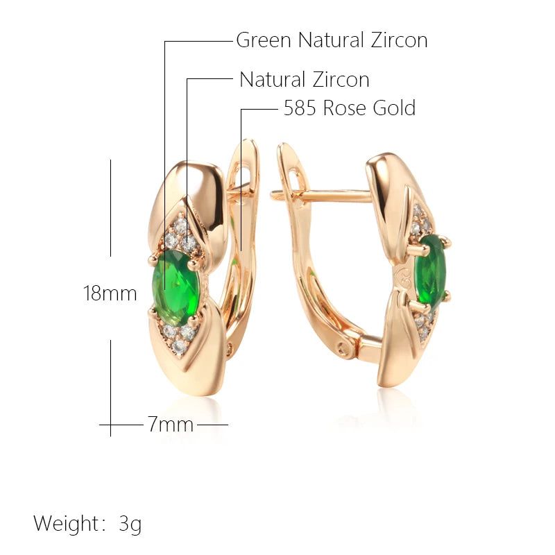 Dignified Shiny Green Zircon Drop Earrings in Rose Gold - Vintage Trendy Jewelry