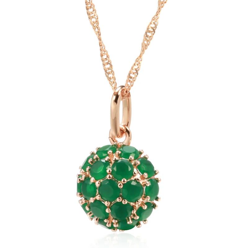 Dignified Sparkling Green Natural Zircon Pendant Necklace in Luxurious 585 Rose Gold