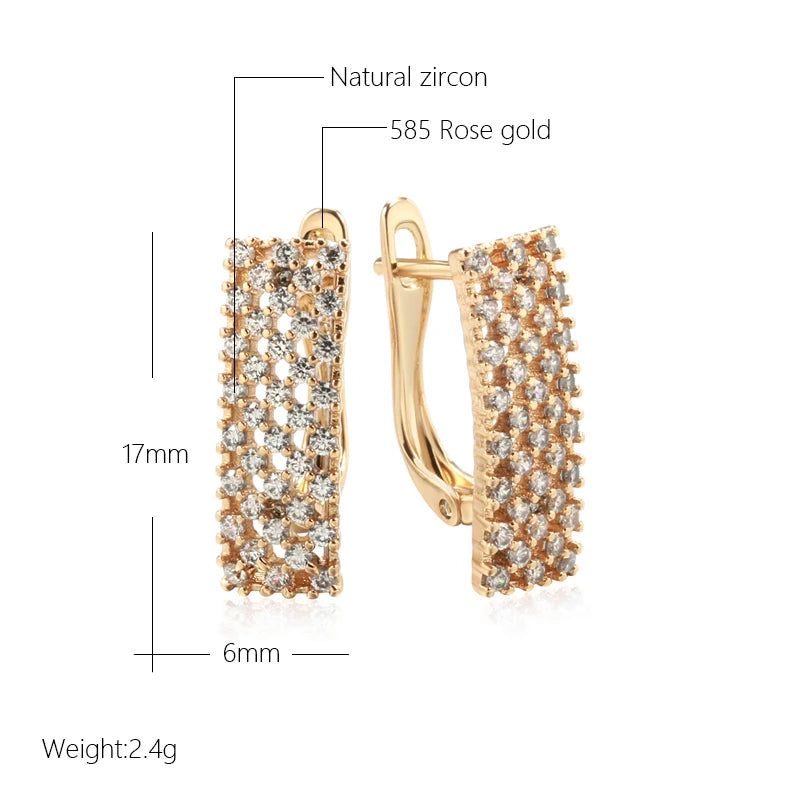 Dignified Square Zircon Drop Earrings in 585 Rose Gold - High-Quality Fashion Jewelry