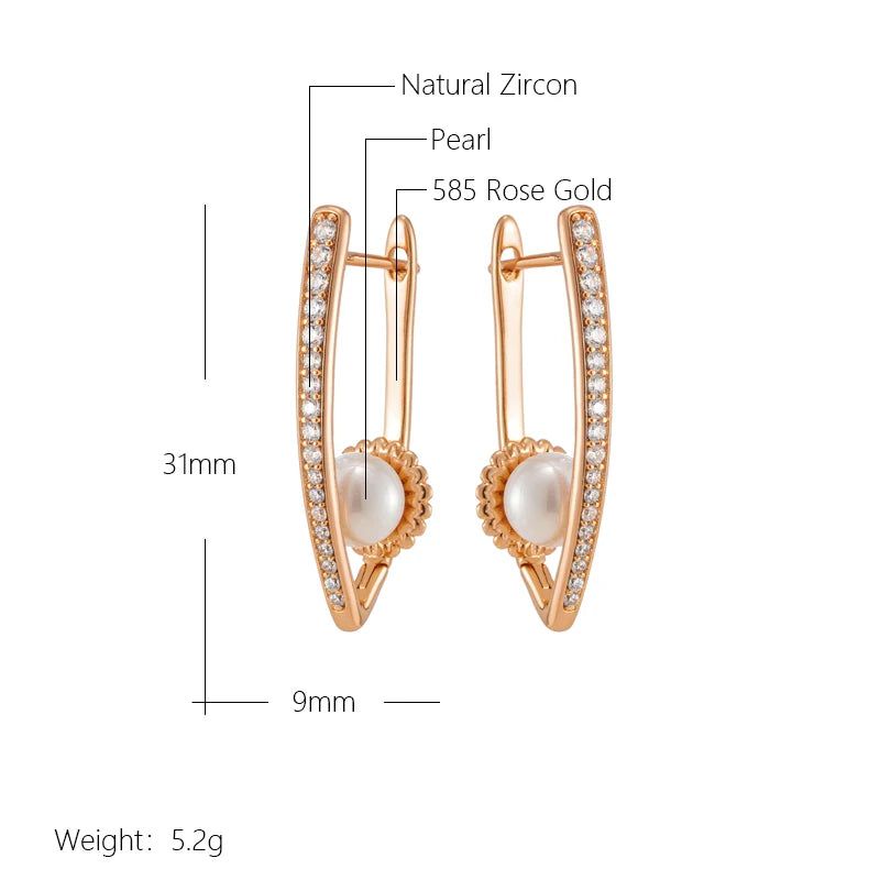 Dignified V-Shaped Pearl Drop Earrings in 585 Rose Gold - Chic and Versatile Jewelry