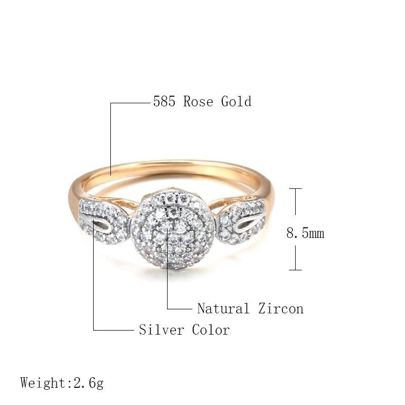 Dignified Vintage 585 Rose Gold Cocktail Ring with Natural Zircon Inlay