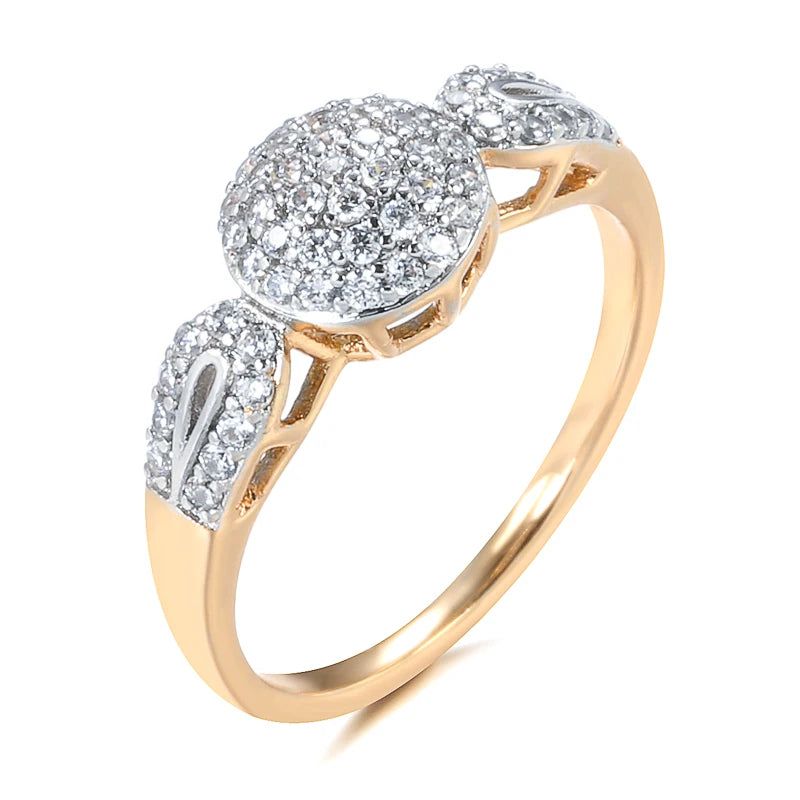 Dignified Vintage 585 Rose Gold Cocktail Ring with Natural Zircon Inlay