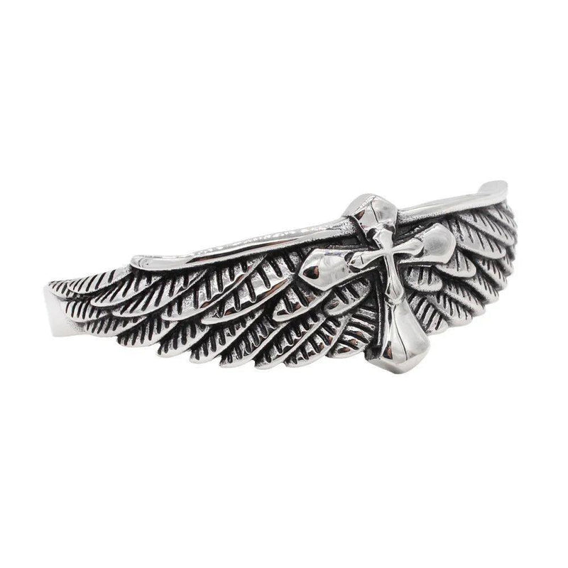 Eagle Wings Stainless Steel Bracelet - Unisex Punk Cross Jewelry Gift for Trendy Fashion