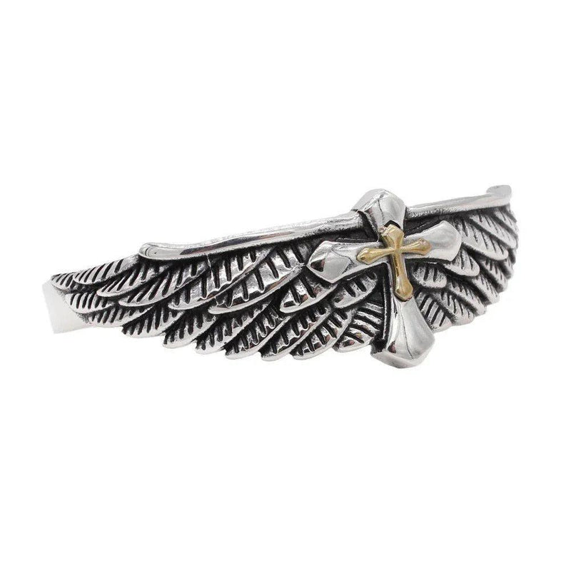 Eagle Wings Stainless Steel Bracelet - Unisex Punk Cross Jewelry Gift for Trendy Fashion