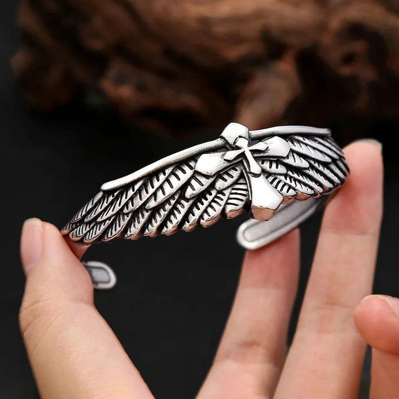 Eagle Wings Stainless Steel Bracelet - Unisex Punk Cross Jewelry Gift for Trendy Fashion