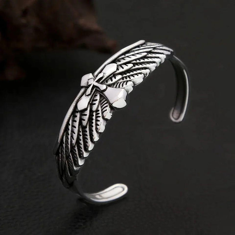 Eagle Wings Stainless Steel Bracelet - Unisex Punk Cross Jewelry Gift for Trendy Fashion