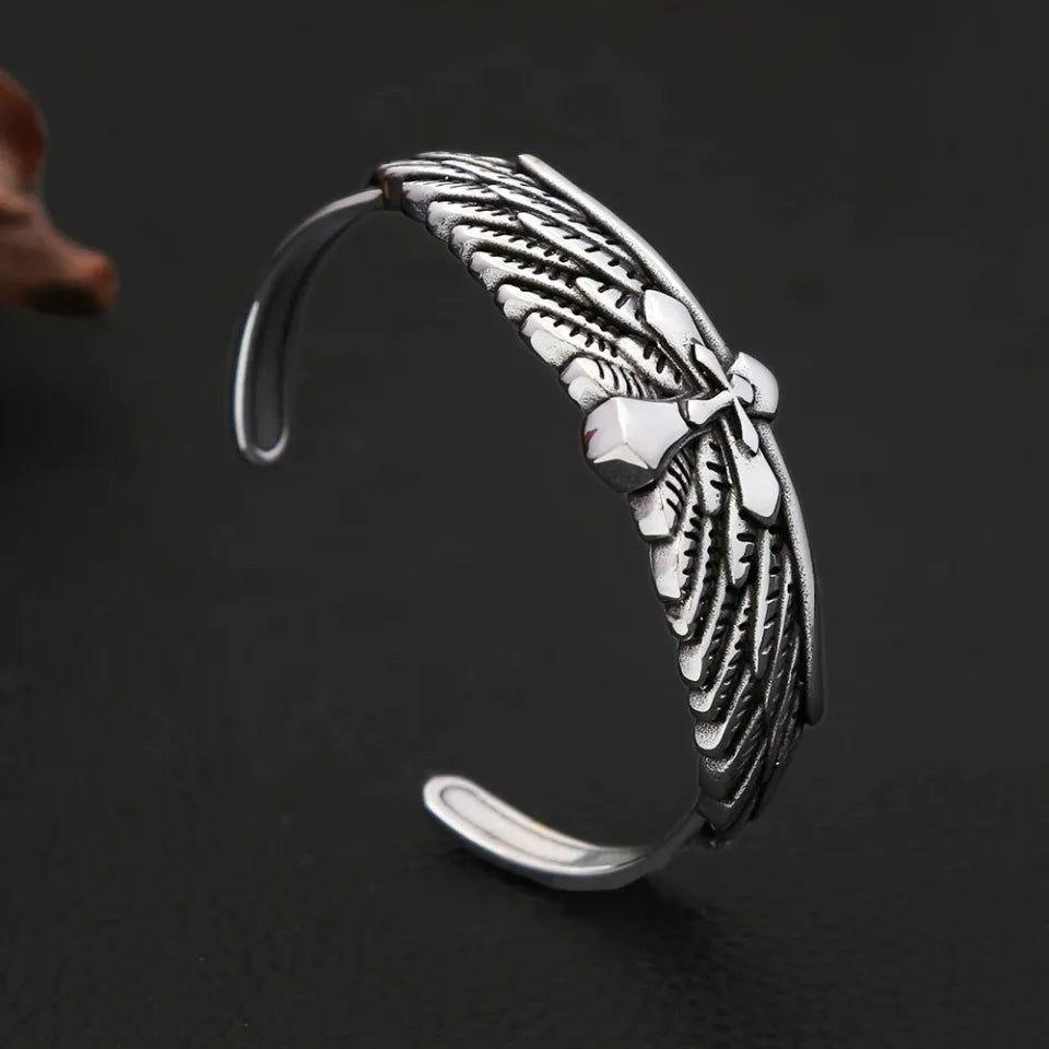 Eagle Wings Stainless Steel Bracelet - Unisex Punk Cross Jewelry Gift for Trendy Fashion