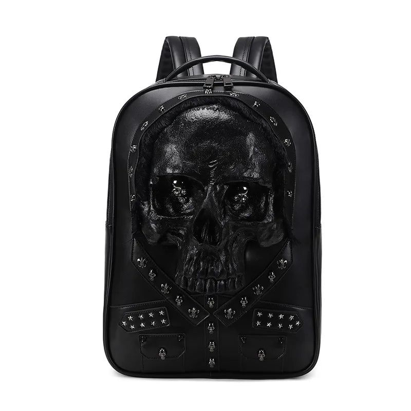 Edgy 3D Skull Backpack for Stylish Teens - Halloween-Inspired Casual Travel Bag