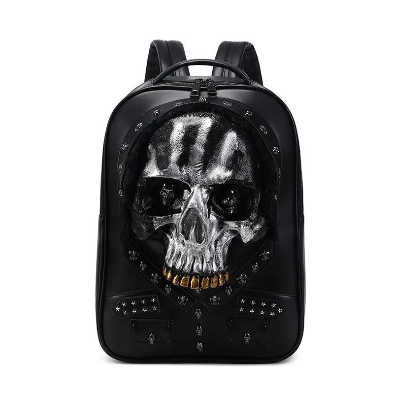 Edgy 3D Skull Backpack for Stylish Teens - Halloween-Inspired Casual Travel Bag