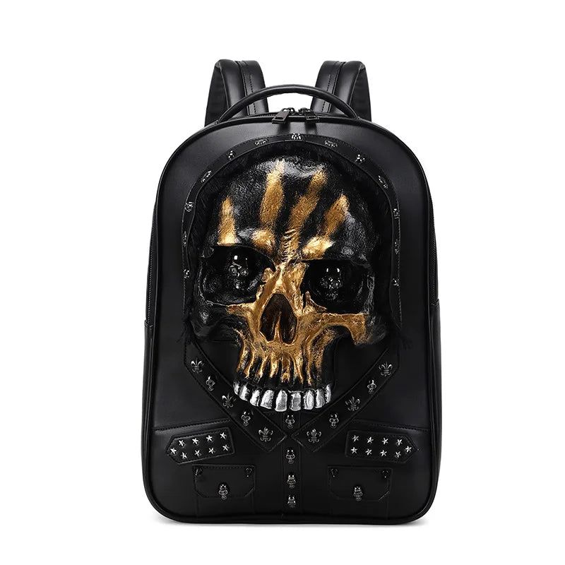 Edgy 3D Skull Backpack for Stylish Teens - Halloween-Inspired Casual Travel Bag