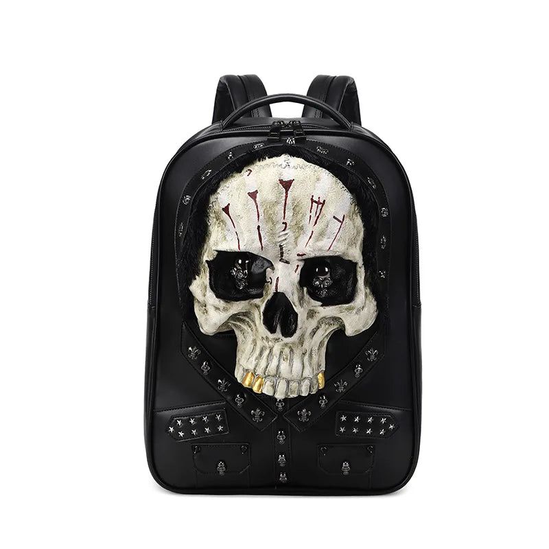 Edgy 3D Skull Backpack for Stylish Teens - Halloween-Inspired Casual Travel Bag