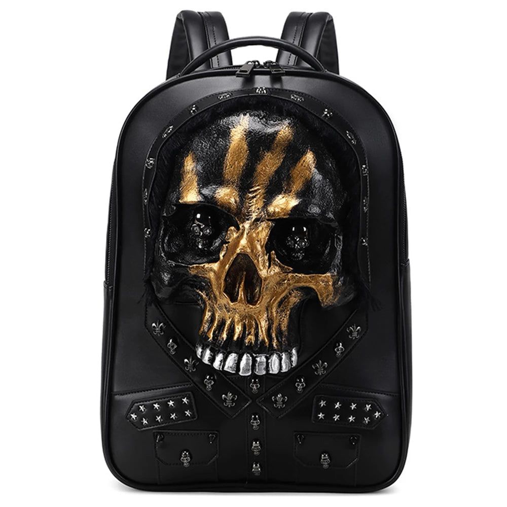 Edgy 3D Skull Backpack for Stylish Teens - Halloween-Inspired Casual Travel Bag