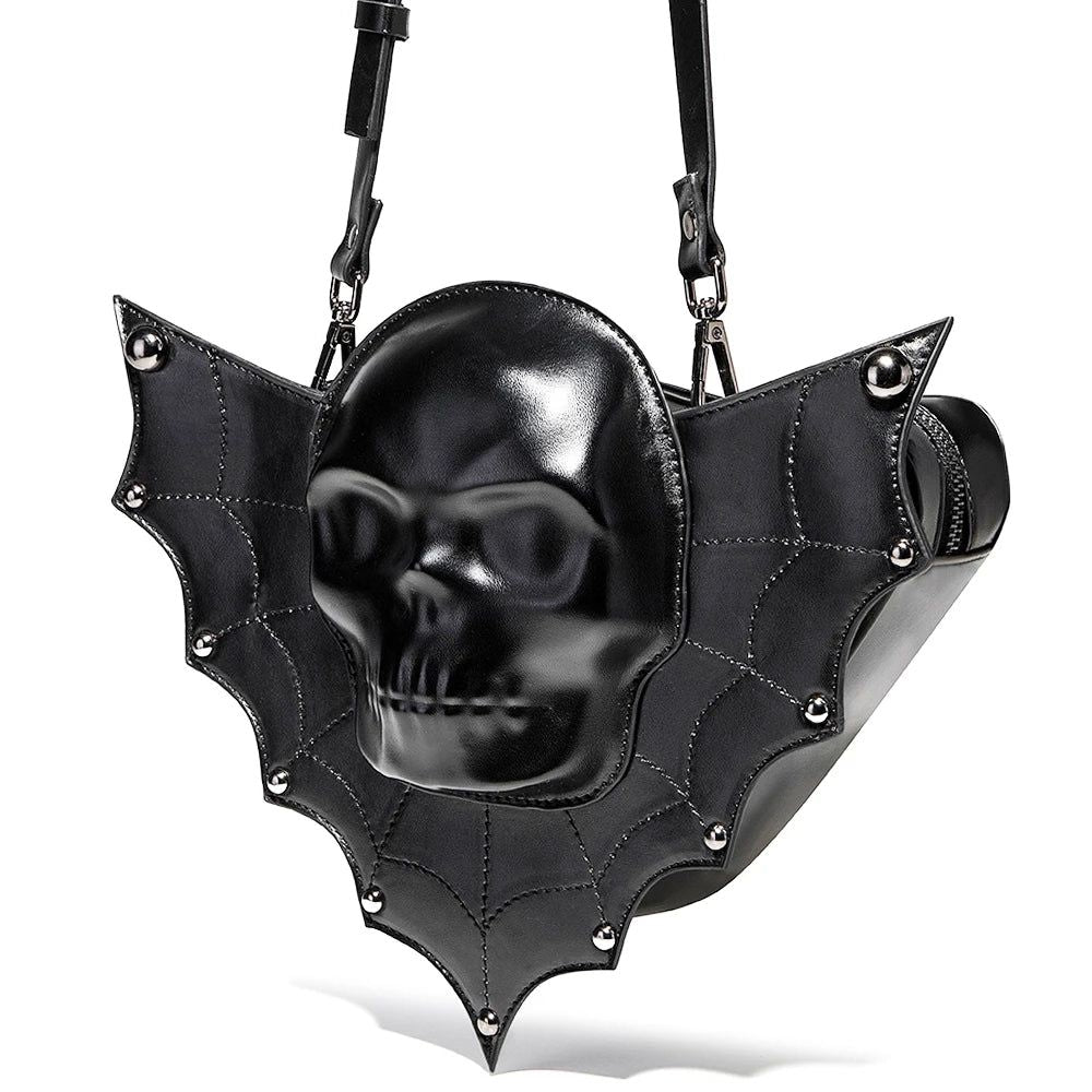 Edgy Women's PU Skull Design Shoulder Bag - Large Capacity Steampunk Crossbody for Halloween and Everyday Wear