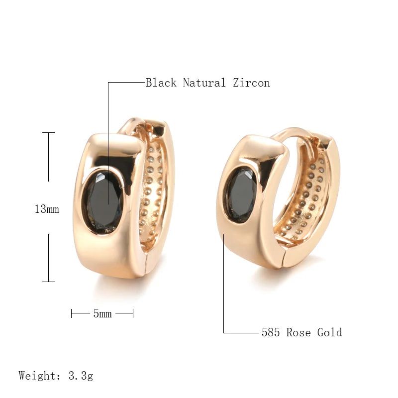 Elaborate Black Zircon Drop Earrings in 585 Rose Gold Fashion Jewelry