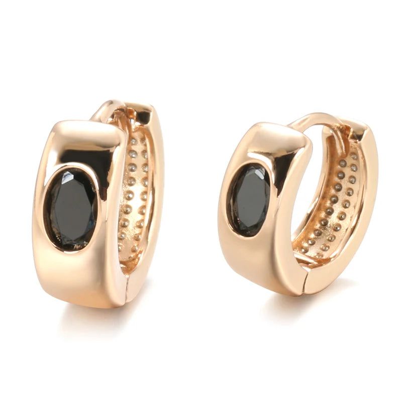 Elaborate Black Zircon Drop Earrings in 585 Rose Gold Fashion Jewelry