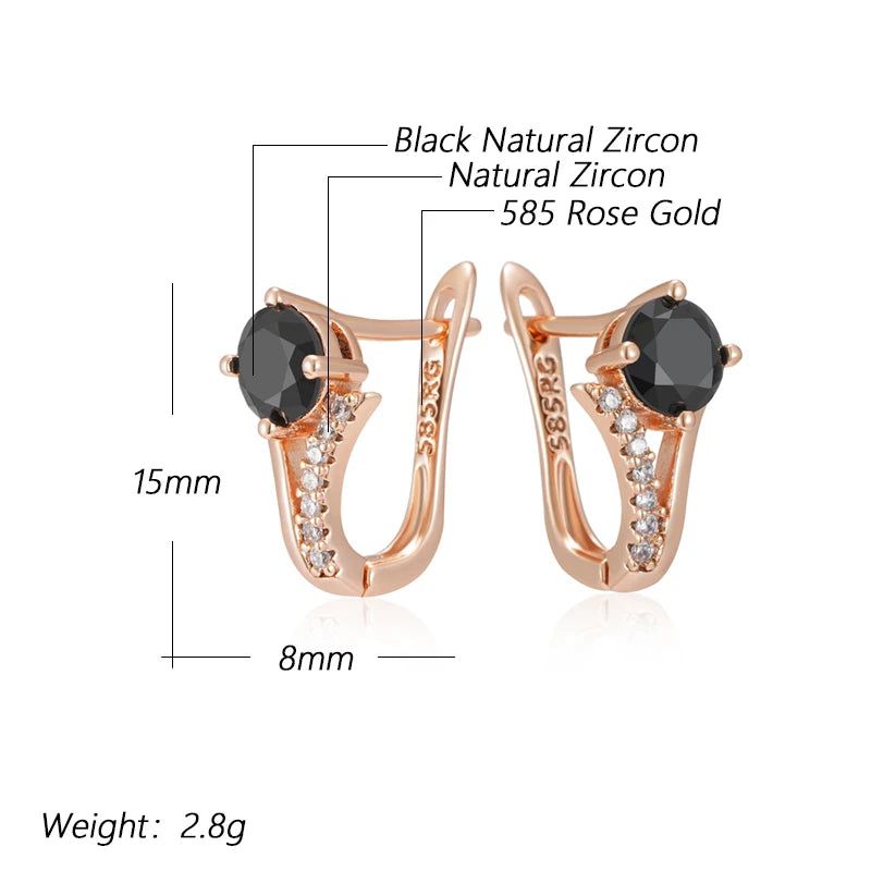 Elaborate Black Zircon Drop Earrings in 585 Rose Gold - Luxury High-Quality Jewelry