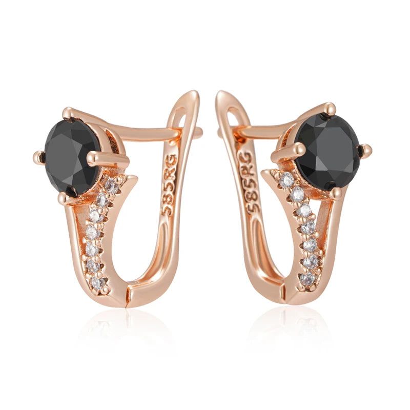 Elaborate Black Zircon Drop Earrings in 585 Rose Gold - Luxury High-Quality Jewelry