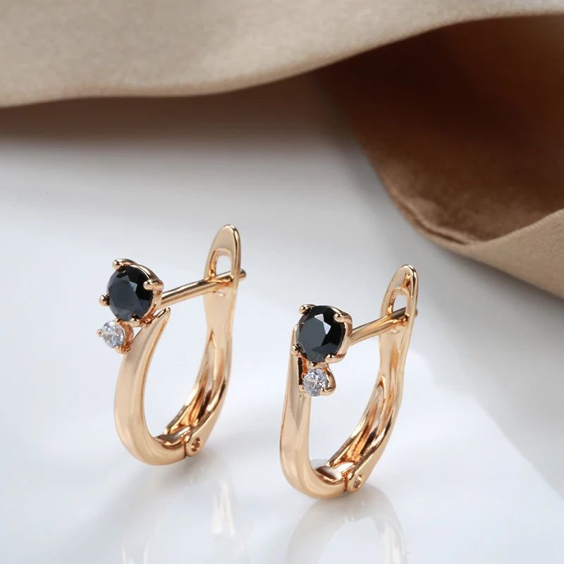 Elaborate Black Zircon Drop Earrings in 585 Rose Gold - Stylish Jewelry for Every Occasion