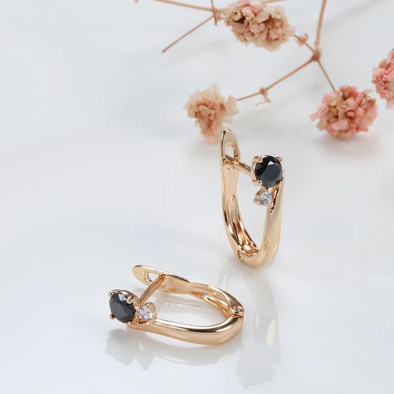 Elaborate Black Zircon Drop Earrings in 585 Rose Gold - Stylish Jewelry for Every Occasion