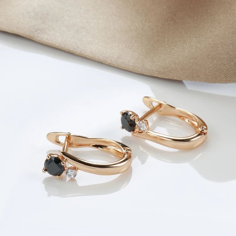 Elaborate Black Zircon Drop Earrings in 585 Rose Gold - Stylish Jewelry for Every Occasion