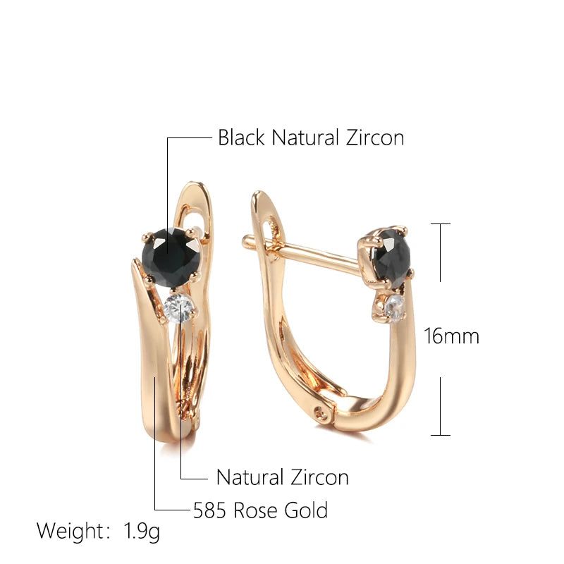 Elaborate Black Zircon Drop Earrings in 585 Rose Gold - Stylish Jewelry for Every Occasion