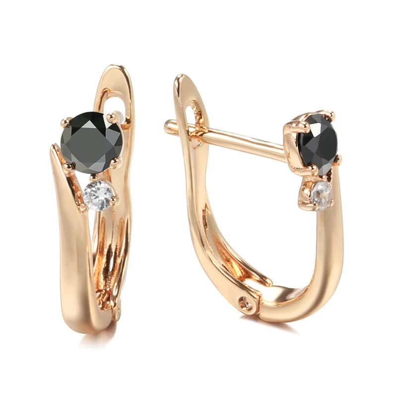 Elaborate Black Zircon Drop Earrings in 585 Rose Gold - Stylish Jewelry for Every Occasion