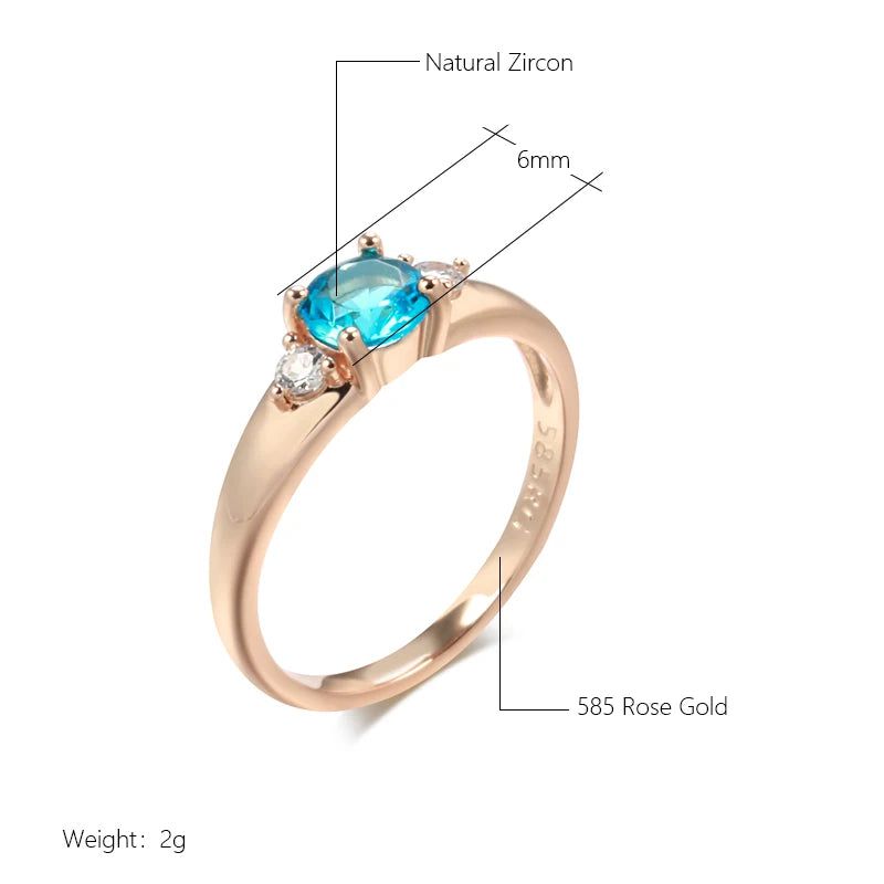 Elaborate Blue Natural Zircon Cocktail Ring in 585 Rose Gold - Luxury Fashion Jewelry