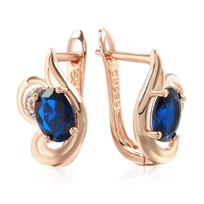 Elaborate Blue Zircon Butterfly Drop Earrings in 585 Rose Gold - Trendy Fashion Jewelry