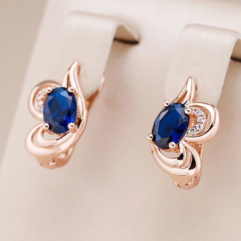 Elaborate Blue Zircon Butterfly Drop Earrings in 585 Rose Gold - Trendy Fashion Jewelry