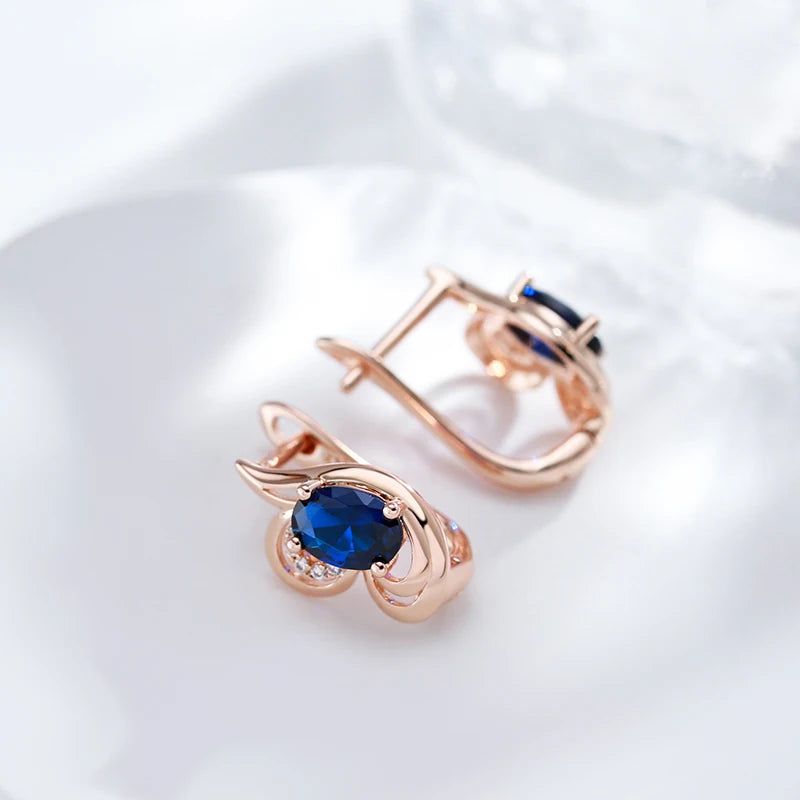 Elaborate Blue Zircon Butterfly Drop Earrings in 585 Rose Gold - Trendy Fashion Jewelry