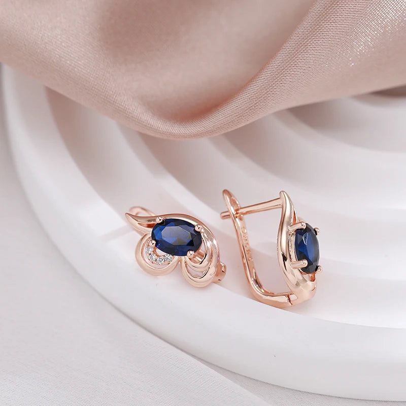 Elaborate Blue Zircon Butterfly Drop Earrings in 585 Rose Gold - Trendy Fashion Jewelry